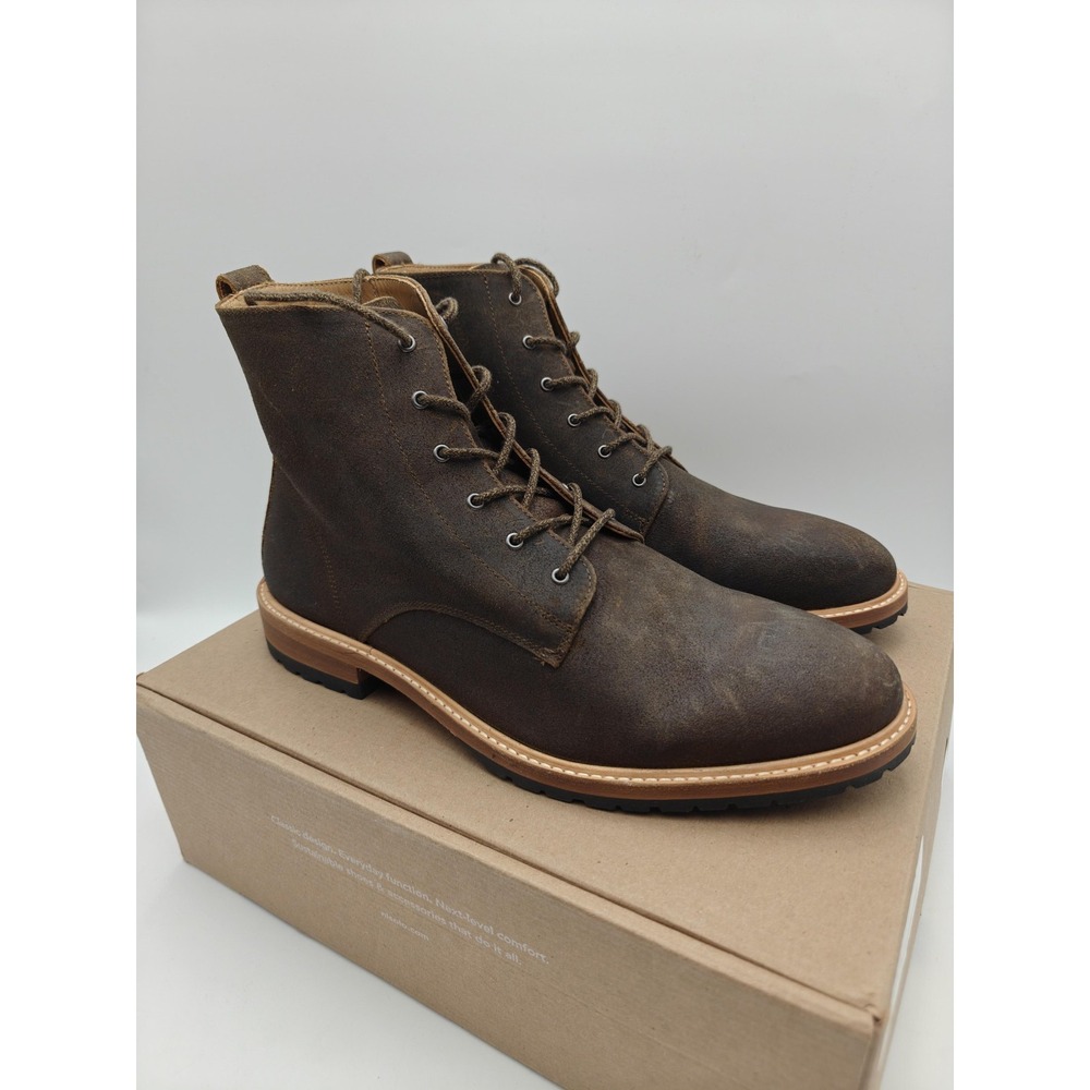 Nisolo Martin All-Weather Combat Boots‎ Mens Size 12 Brown Leather Lace Up Waxed